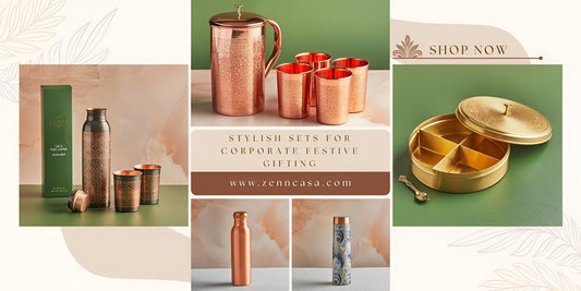 Curating Gift Hampers for Corporate Festive Gifting: Copper Bottles, Jug sets, Brass Dry Fruit Box