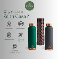 Copper water bottles with benefits listed