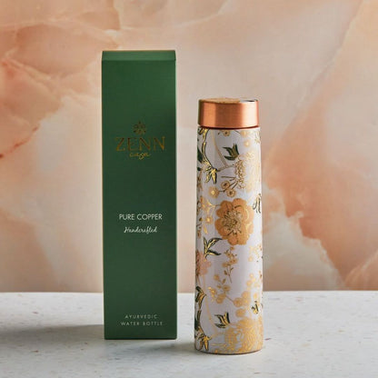 Floral Ayurvedic Pure Copper Bottle 950ml