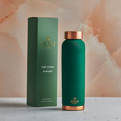 Pre-Order │ Ayurvedic Satin-Finish Green Pure Copper Bottle – 900 ML