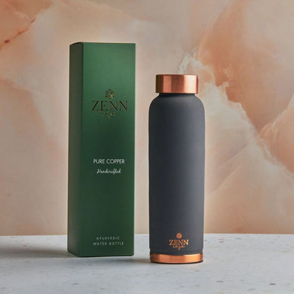 Pre-Order | Ayurvedic Satin-Finish Grey Pure Copper Bottle – 900 ML