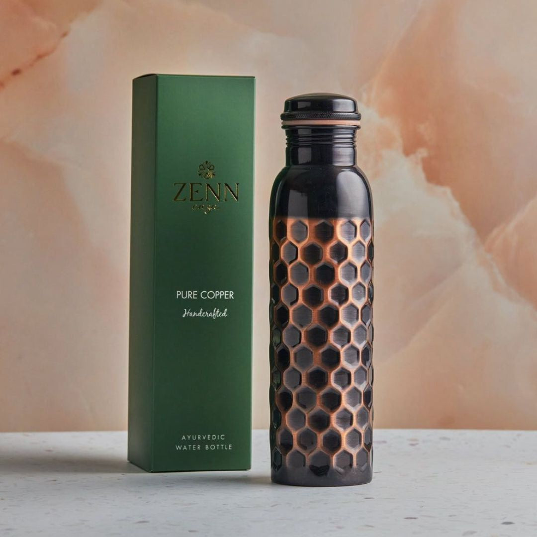 Midnight Hammered Ayurvedic Pure Copper Bottle 1 L