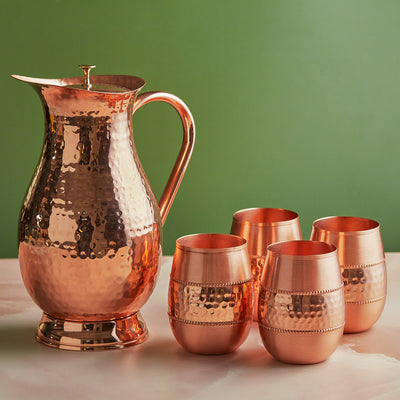 Royal Mughlai 5-Piece Copper Jug Set 1.5 L