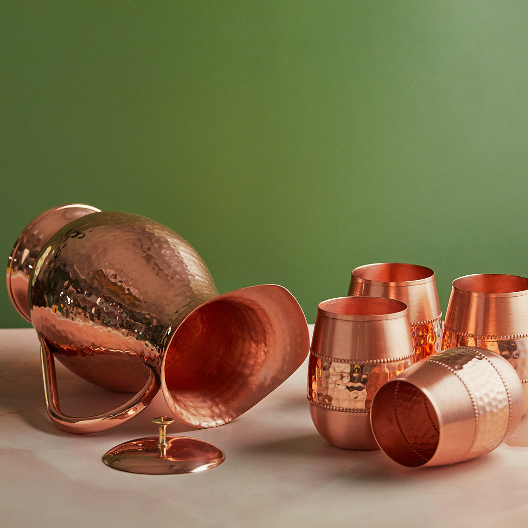 Royal Mughlai 5-Piece Copper Jug Set 1.5 L