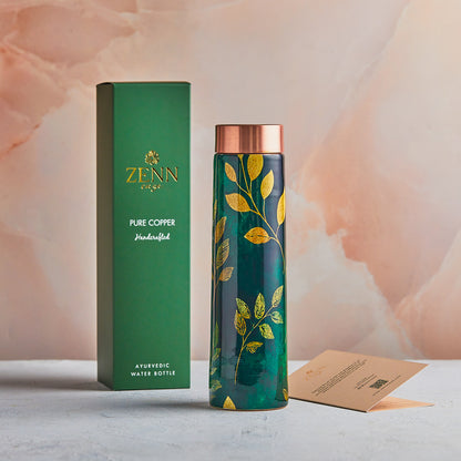 Emerald Serenity Handcrafted Pure Copper Bottle – 950 ML