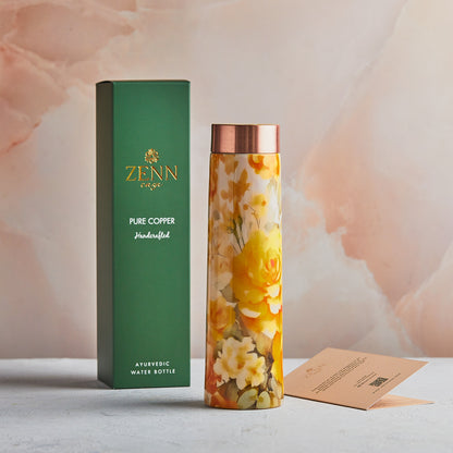 Spring Bloom Handcrafted Pure Copper Bottle – 950 ML