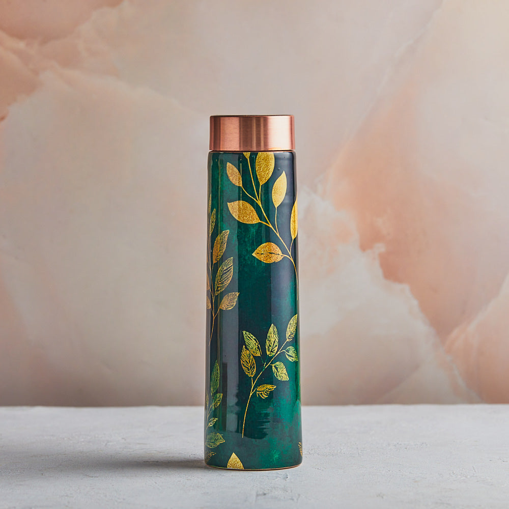 Emerald Serenity Handcrafted Pure Copper Bottle – 950 ML