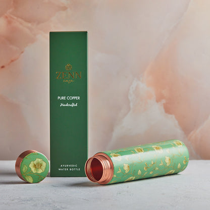 Pastel Green Handcrafted Pure Copper Bottle – 950 ML