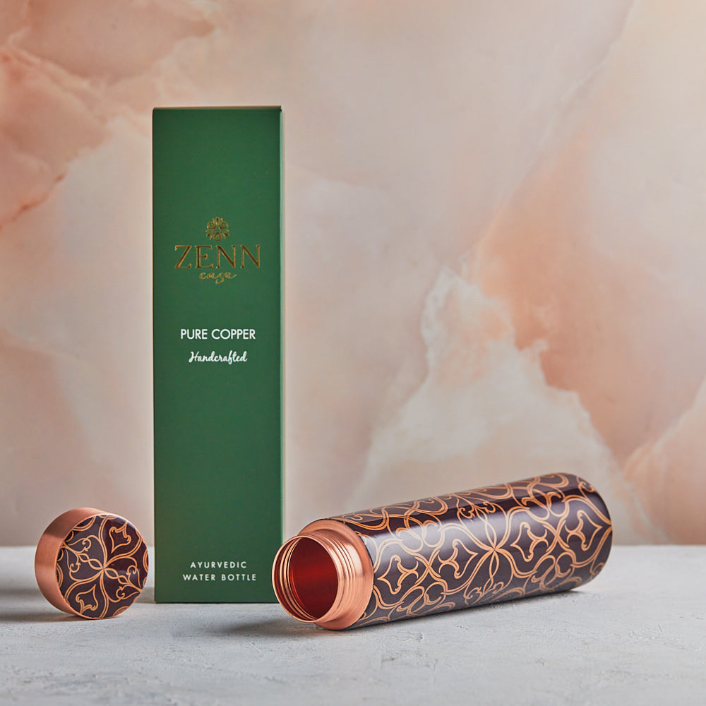 Majestic Motif Handcrafted Pure Copper Bottle – 950 ML