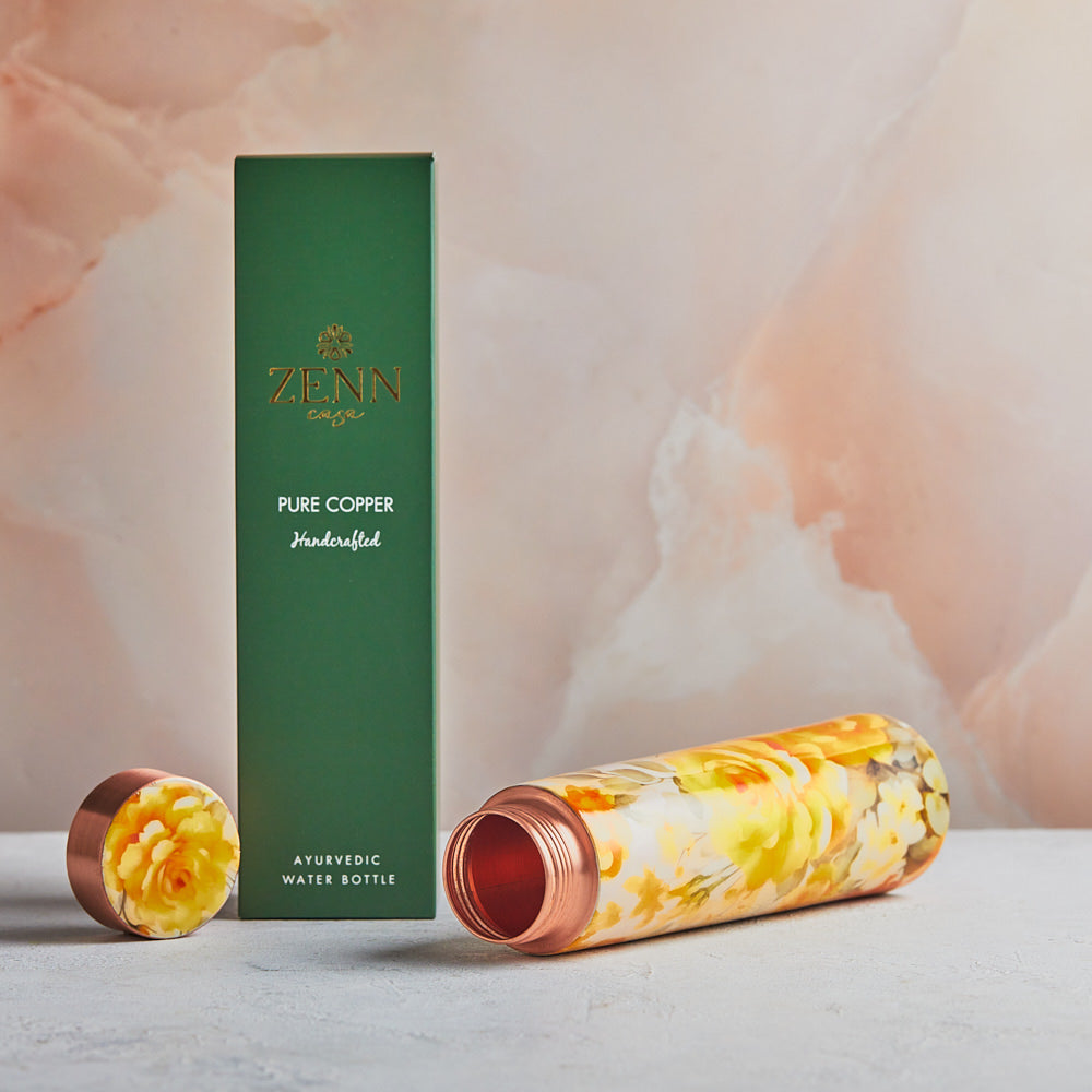 Spring Bloom Handcrafted Pure Copper Bottle – 950 ML