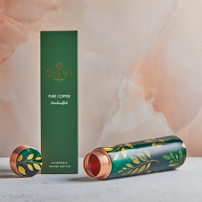 Emerald Serenity Handcrafted Pure Copper Bottle – 950 ML