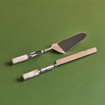 Opaline Aura – Mother of Pearl Cake Knife & Server Duo
