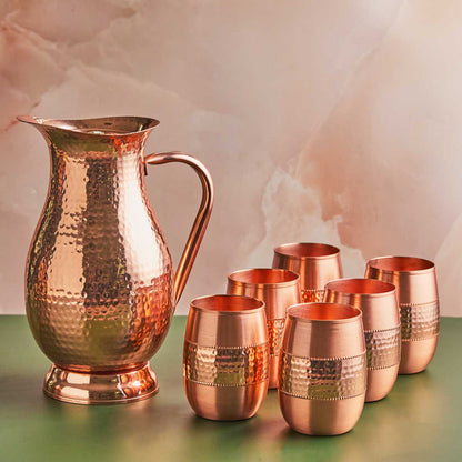 Royal Mughlai 7-Piece Pure Copper Jug Set 2 L