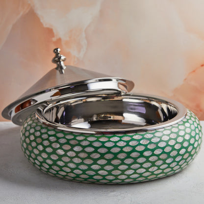 Emerald Hues Mother of Pearl Casserole – 4.5L Handcrafted | With Stainless-Steel Core