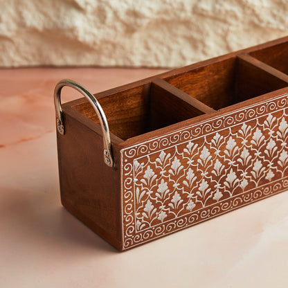 Silver Heritage Triple Wood Cutlery Holder