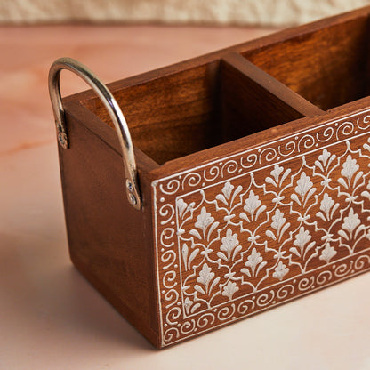 Silver Heritage Triple Wood Cutlery Holder