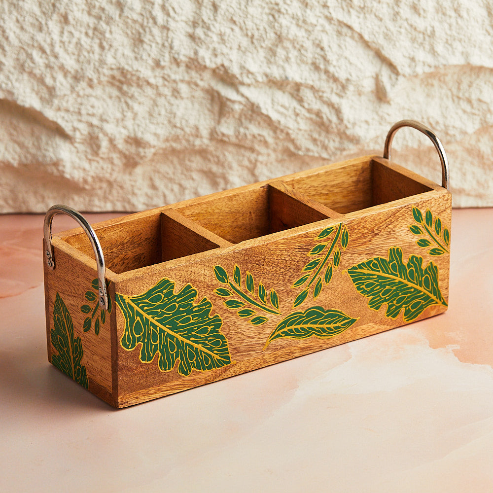 Forest Green Triple Cutlery Holder