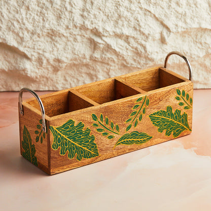 Forest Green Triple Cutlery Holder