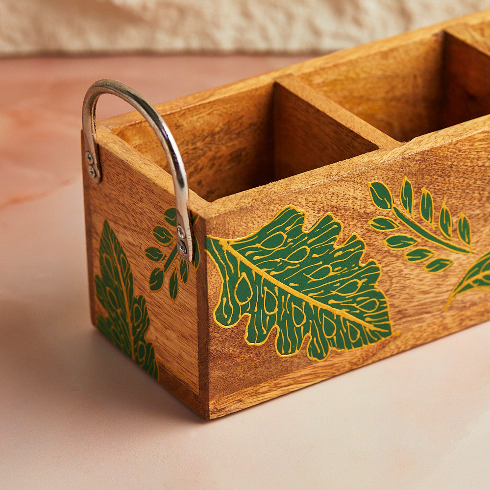 Forest Green Triple Cutlery Holder