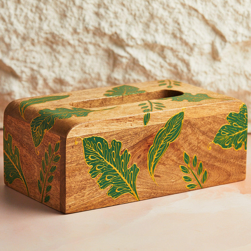 Forest Green Wooden Tissue Holder