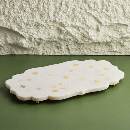 Luxe Marble & Brass Inlay Cheese Board | Dessert | Appertizer Serving Board