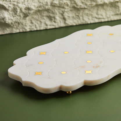 Luxe Marble & Brass Inlay Cheese Board | Dessert | Appertizer Serving Board