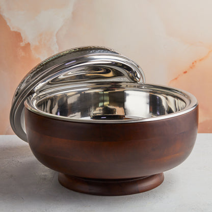 Wood Pedestal Casserole – 4.5L | Handcrafted Insulated Masterpiece