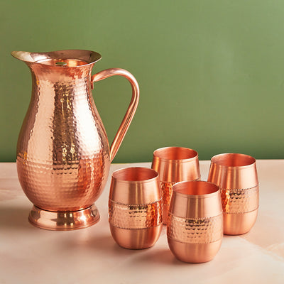 Royal Mughlai 5-Piece Pure Copper Jug Set 2 L
