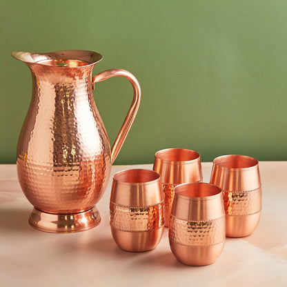Royal Mughlai 5-Piece Pure Copper Jug Set 2 L