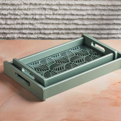 Set of 2 | Aqua Fern Luxe Tray