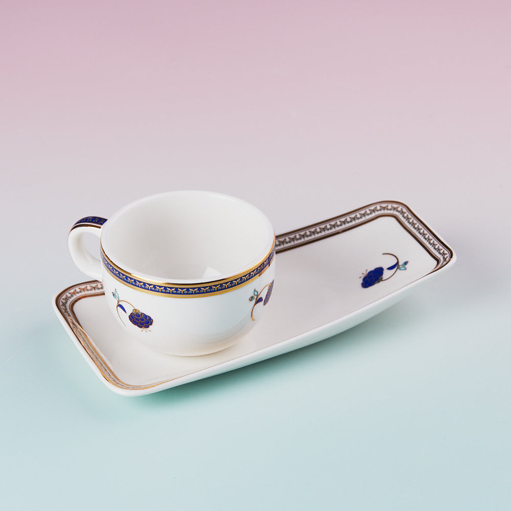 Crimson Royal 24K Gold | Tea Cups & Cookie Plate | Set of 2