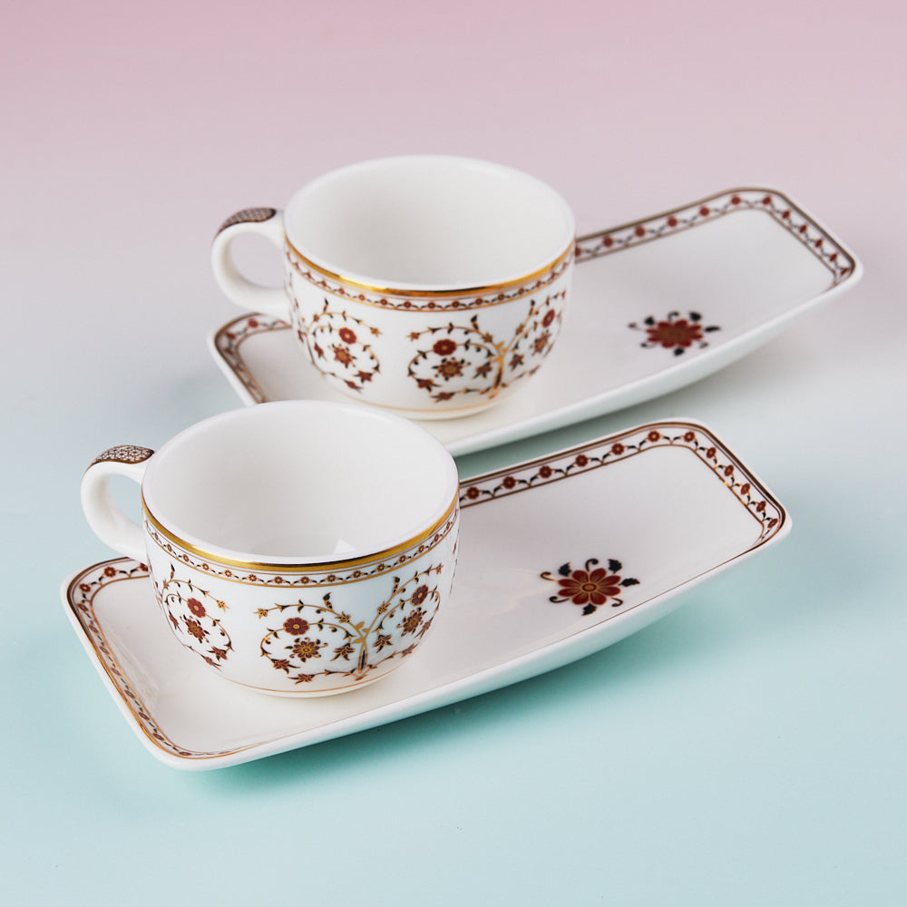 Crimson Royal 24K Gold | Tea Cups & Cookie Plate | Set of 2