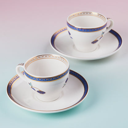 Royal Blue 24K Gold | Tea Cups & Saucer | Set of 2