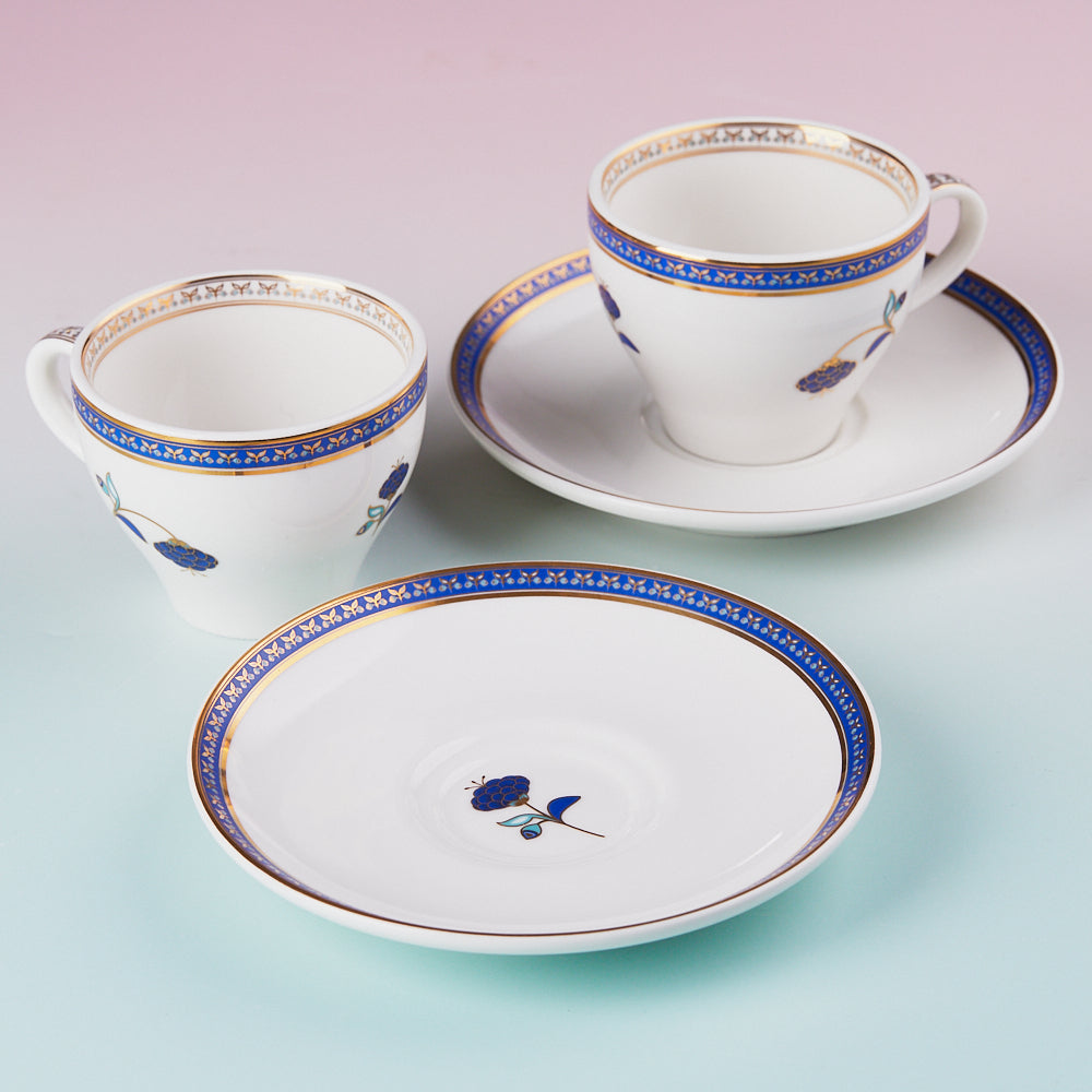 Royal Blue 24K Gold | Tea Cups & Saucer | Set of 2