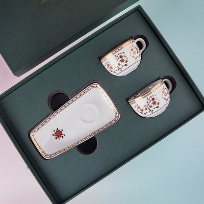 Crimson Royal 24K Gold | Tea Cups & Cookie Plate | Set of 2