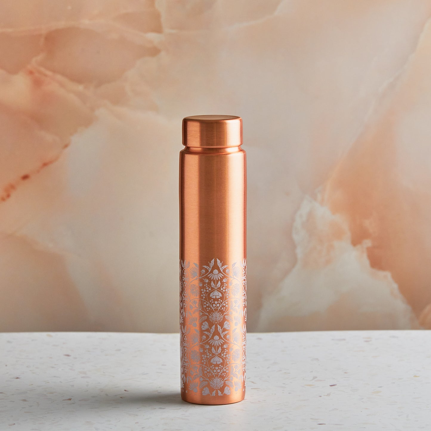 Pure Copper Ayurvedic Water Bottle White Design 650ml