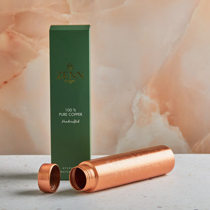 Pure Copper Ayurvedic Water Bottle Etched Design 650ml