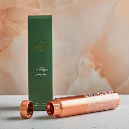 Pure Copper Ayurvedic Water Bottle White Design 650ml