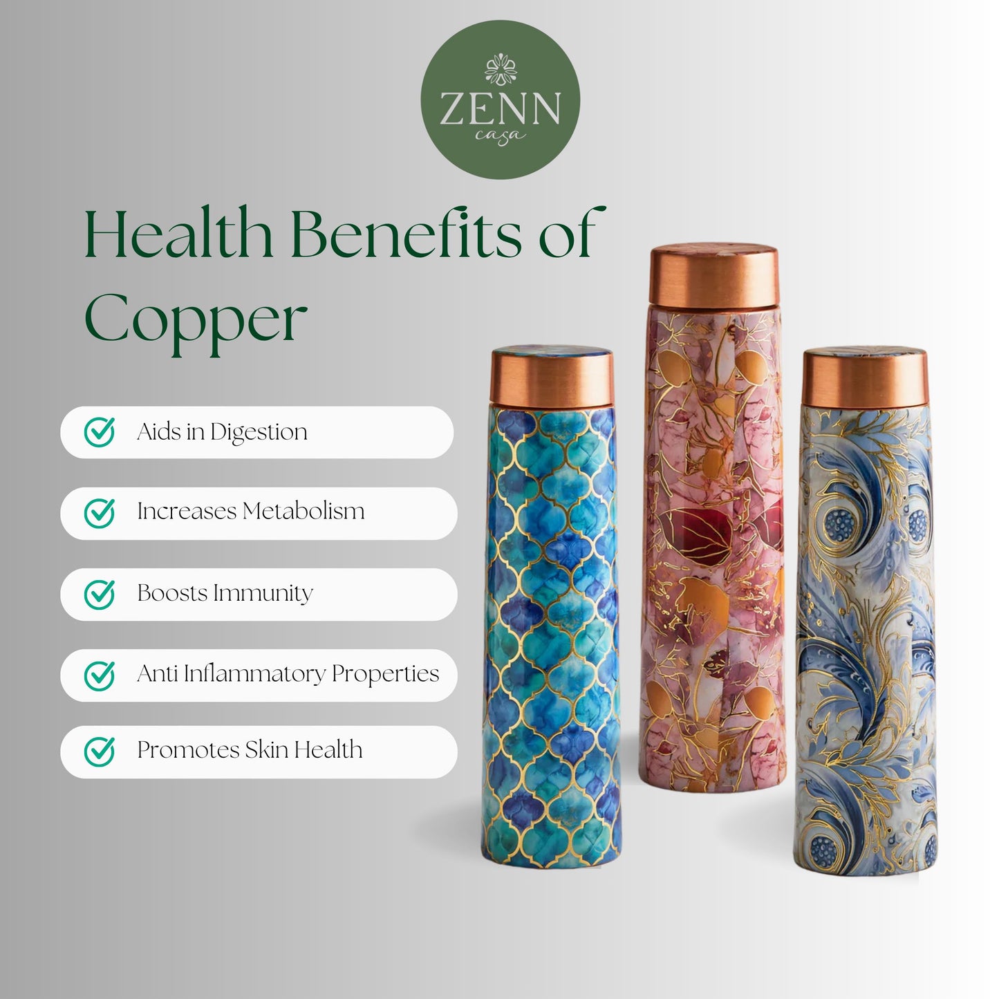 Royal Blue Luxury Ayurvedic Pure Copper Bottle – 950 ML