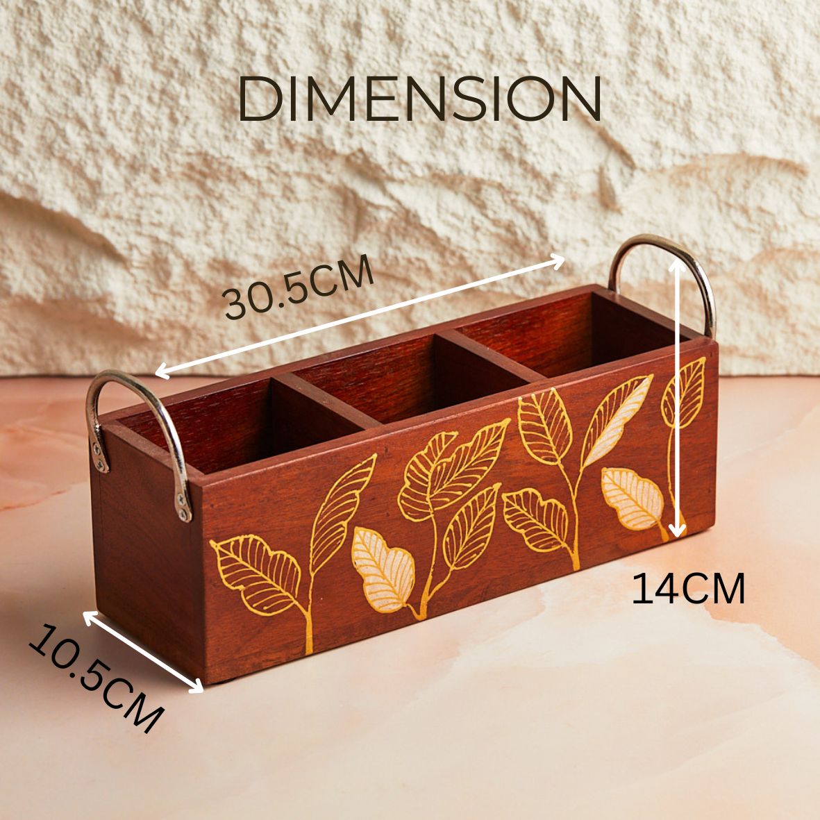 Rustic Bloom Wood Cutlery Holder