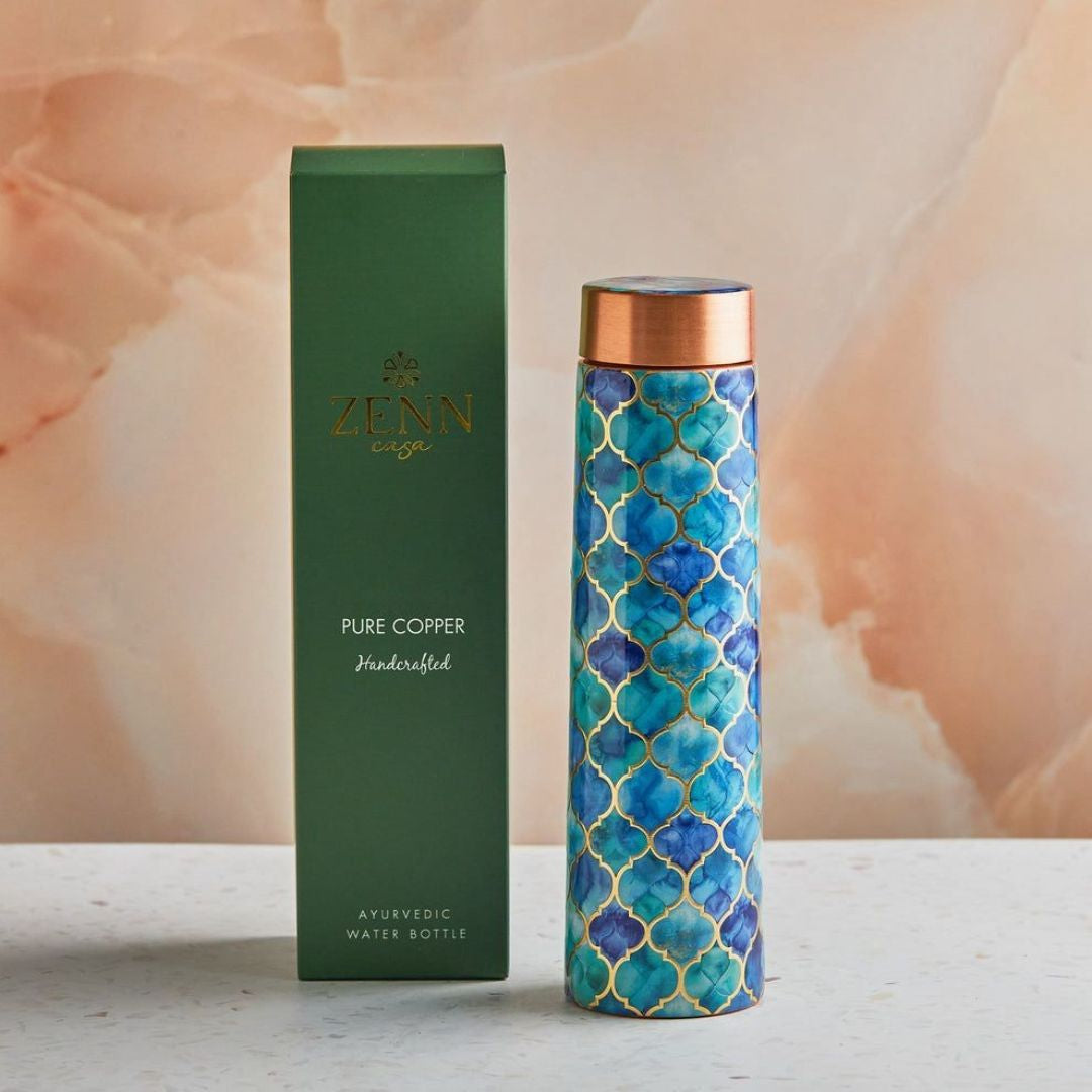 Royal Blue Luxury Ayurvedic Pure Copper Bottle – 950 ML