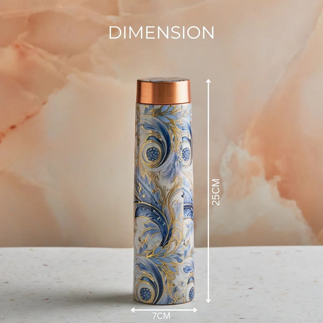 Blue Hues Artistic Pure Copper Wellness Bottle – 950 ML
