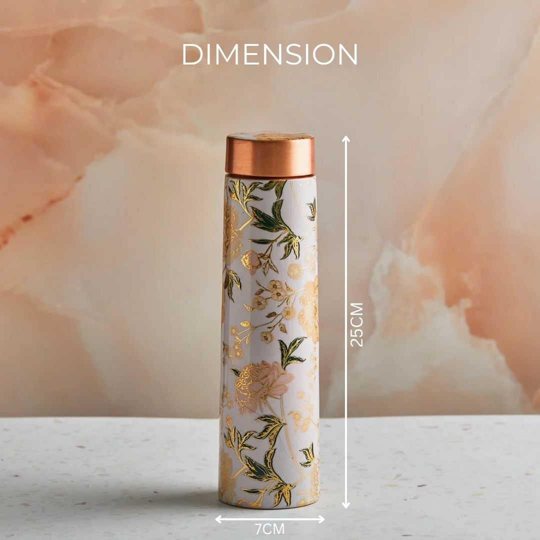 Floral Ayurvedic Pure Copper Bottle 950ml