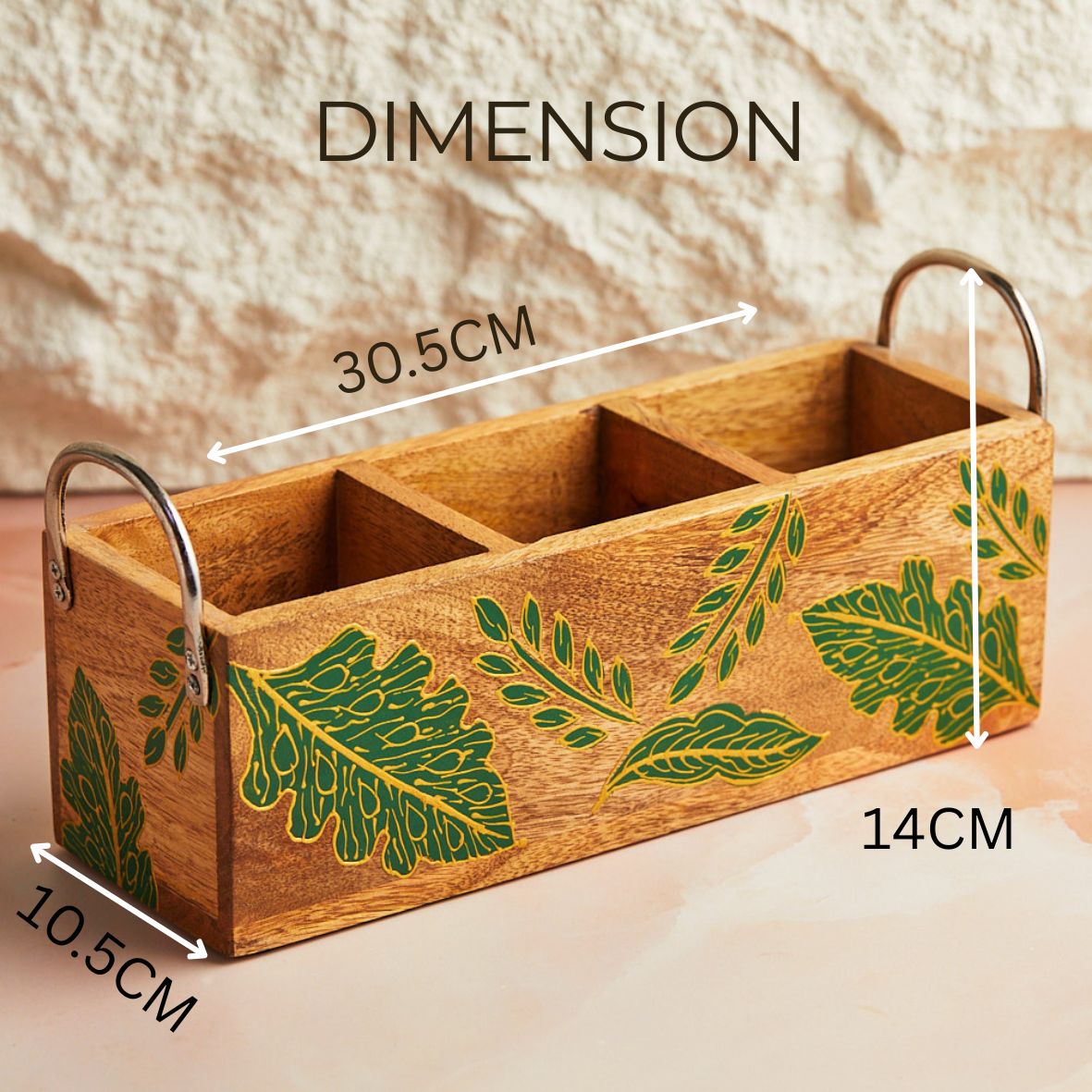 Forest Green Triple Cutlery Holder