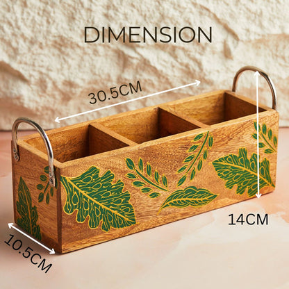 Forest Green Triple Cutlery Holder