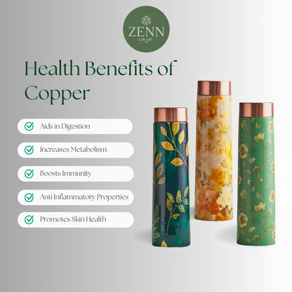 Pastel Green Handcrafted Pure Copper Bottle – 800 ML