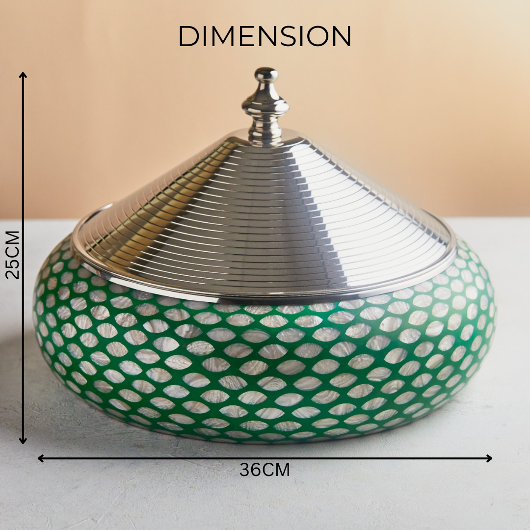 Emerald Hues Mother of Pearl Casserole – 3.5L | Handcrafted Stainless-Steel Core