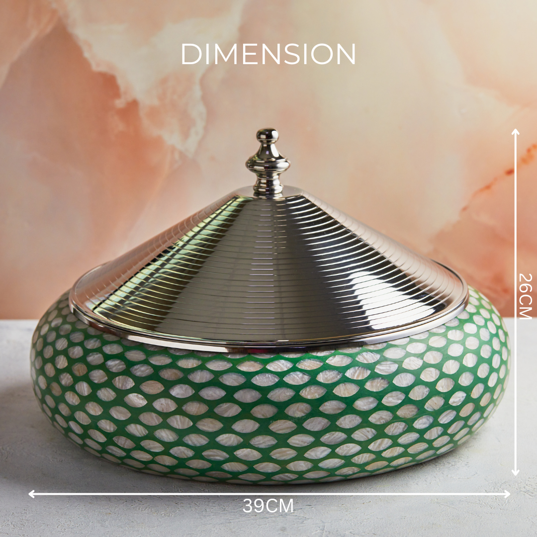 Emerald Hues Mother of Pearl Casserole – 4.5L Handcrafted | With Stainless-Steel Core