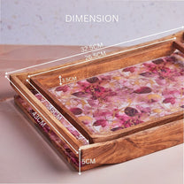 Scarlet Blossom Luxe Wooden Tray - A Set of 2