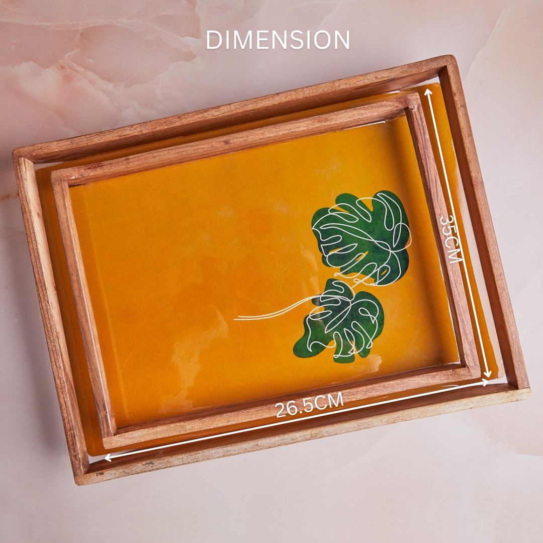 Mustard Monstera Tray Duo - Set of 2